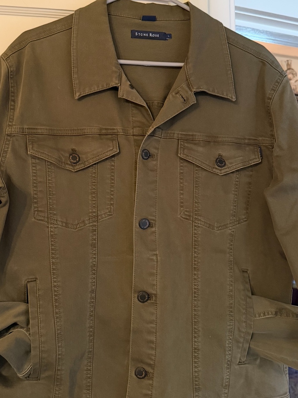 Stone Rose Men's Olive Green Utility Jacket - Button Front